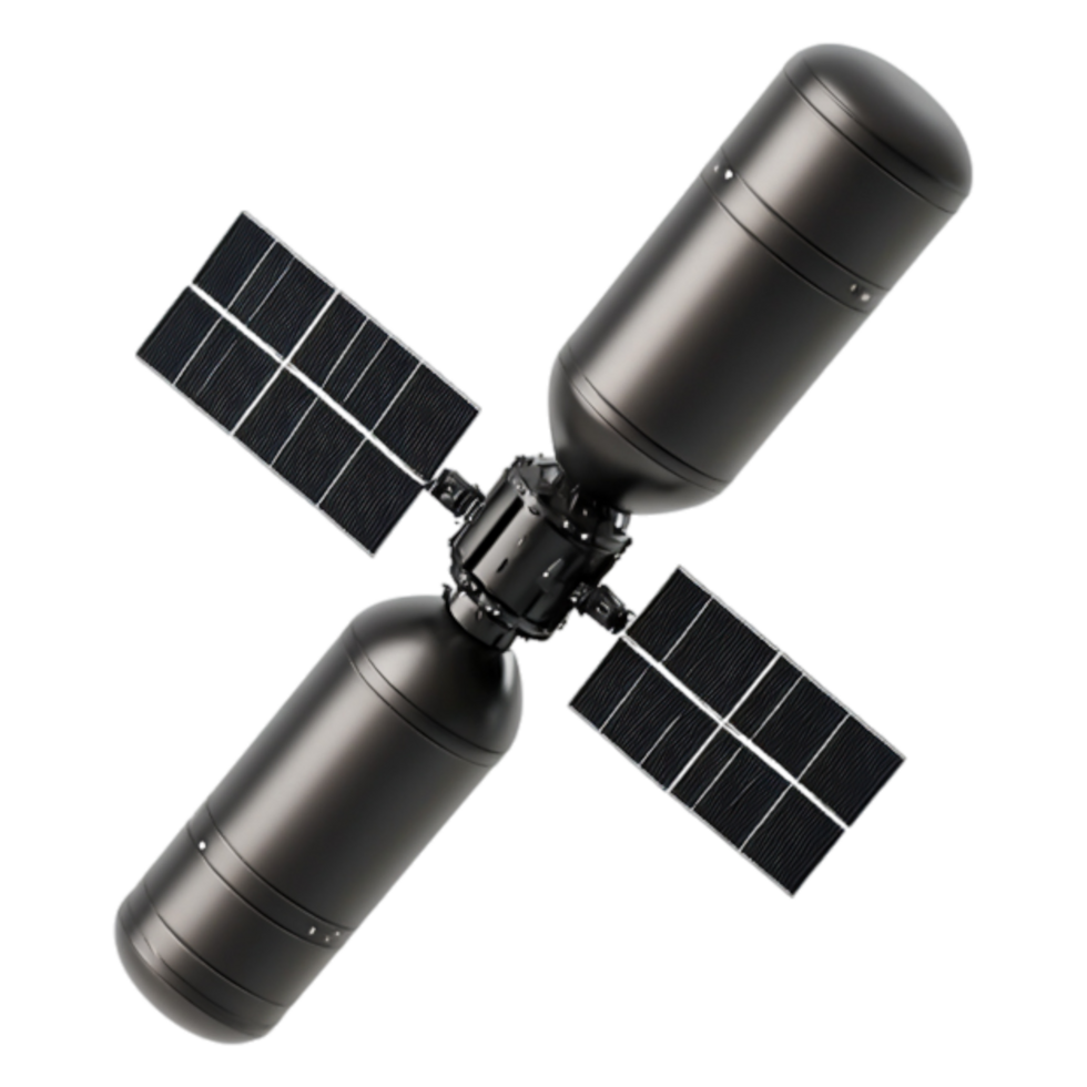 Futuristic Space Station with Solar Panels in Orbit Around Earth png