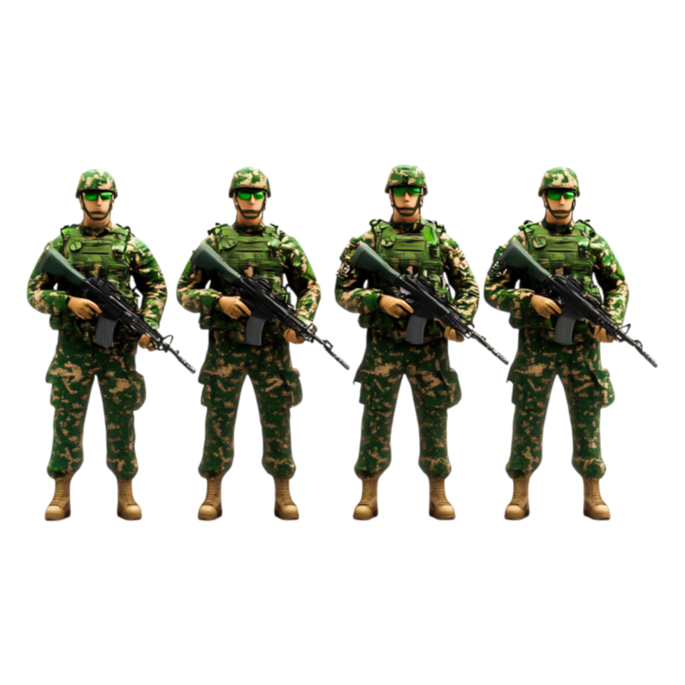 Group of Military Soldiers in Camouflage Uniforms with Rifles png