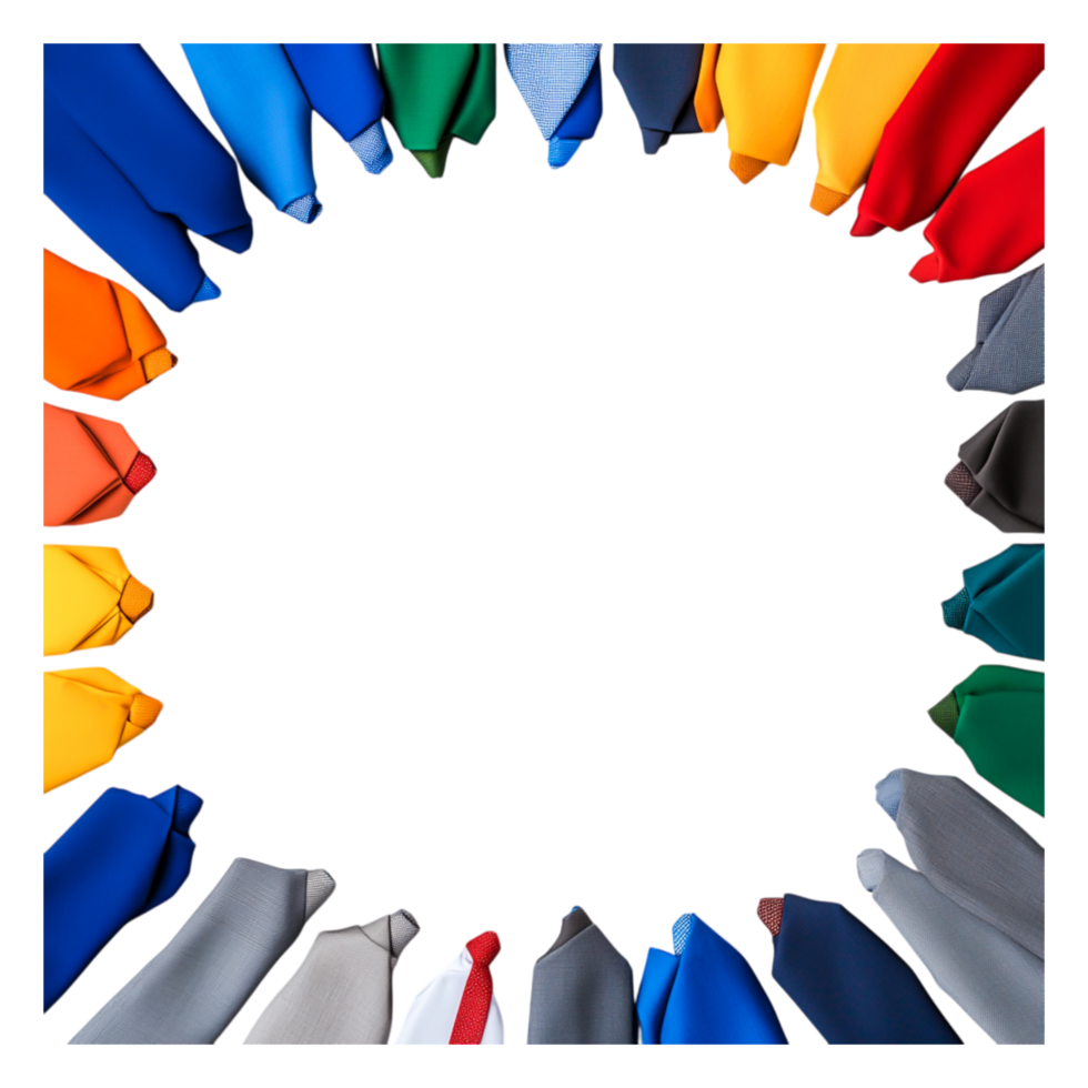Colorful Fabrics Arranged in a Circular Pattern on a Dark Background png