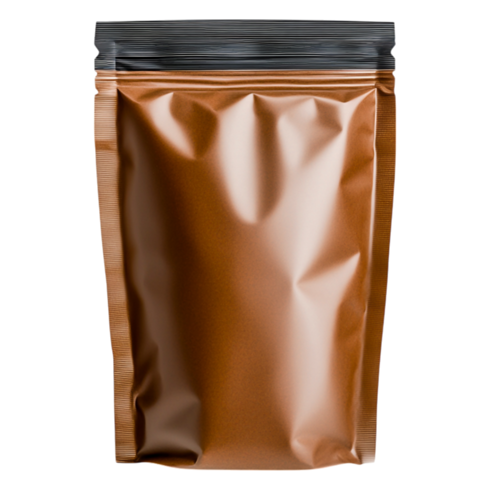 Brown Stand-Up Pouch with Zipper Closure for Food Packaging png