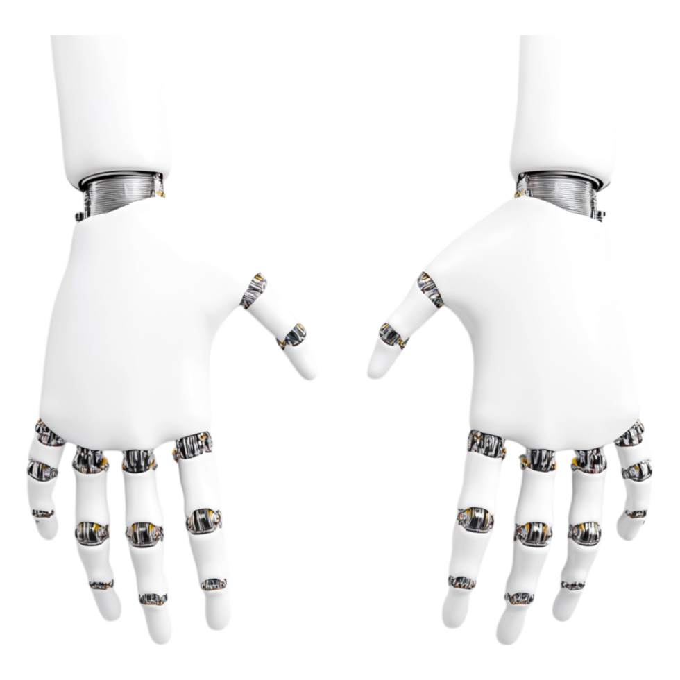 Futuristic robotic hands with intricate design and mechanical details png