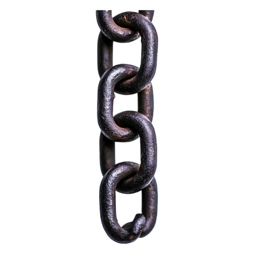 closeup of Weathered Iron Chain Isolated on png