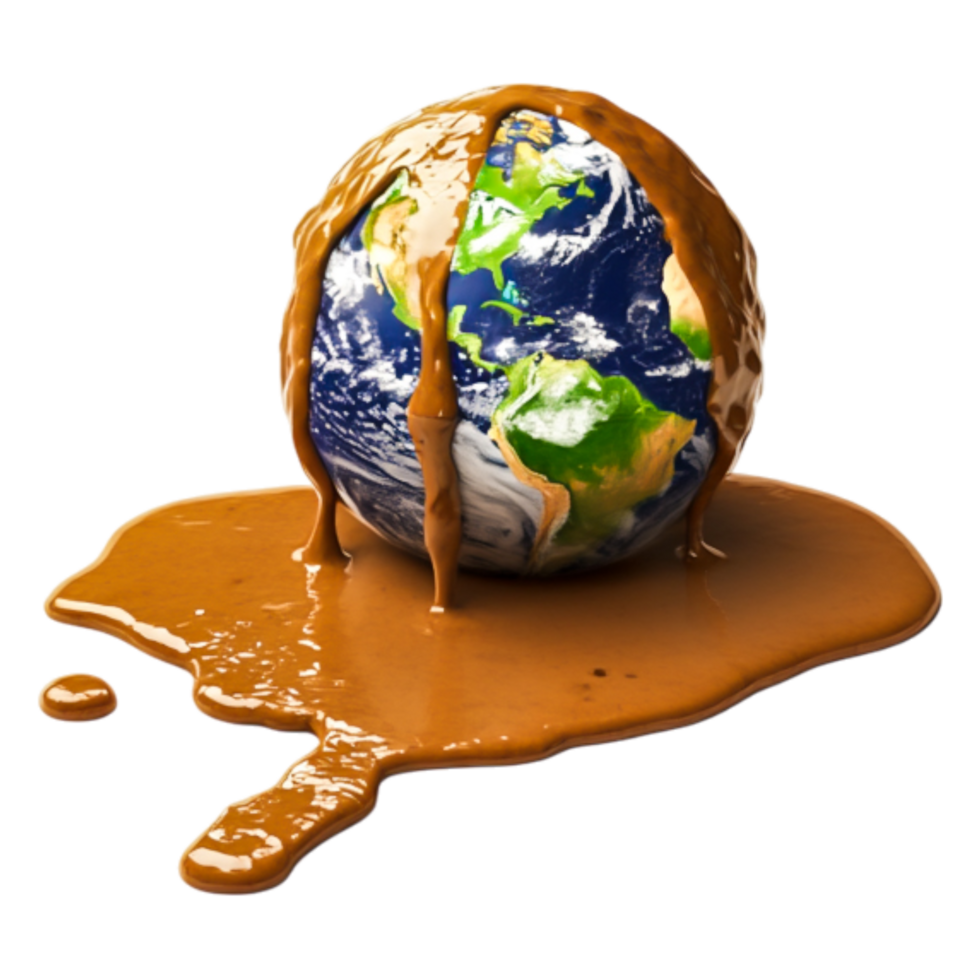 Earth Covered in Liquid Chocolate, Environmental Concept Visual png