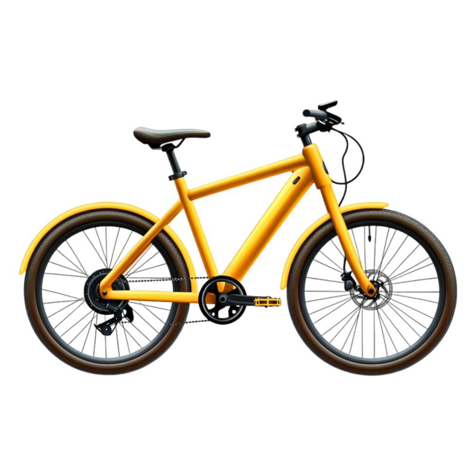Bright Yellow Bicycle on Isolated Background with Modern Design png