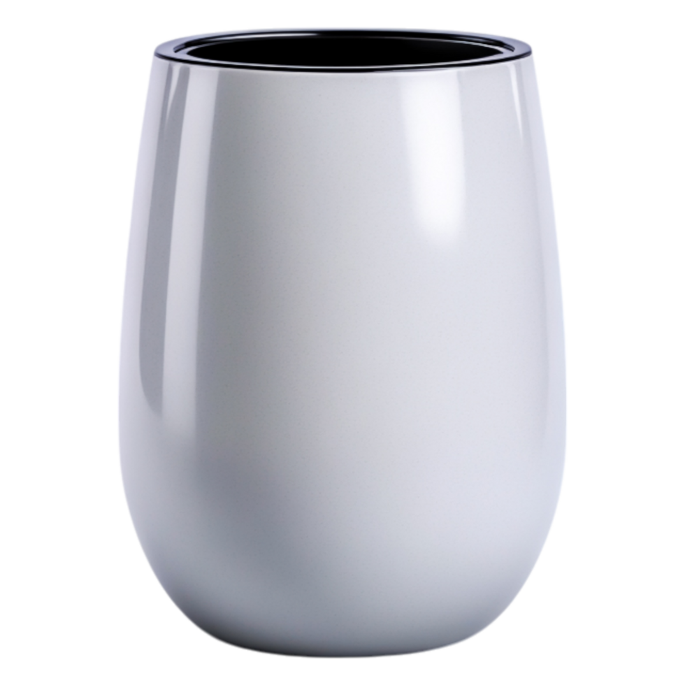 Smooth White Ceramic Cup with Glossy Finish and Rounded Shape png