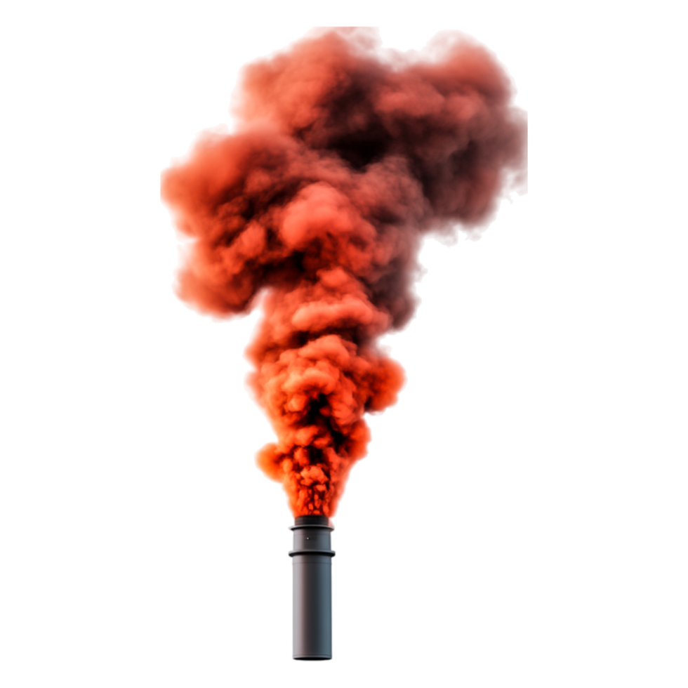 Dramatic Red Smoke Emanating From Industrial Chimney Stack png