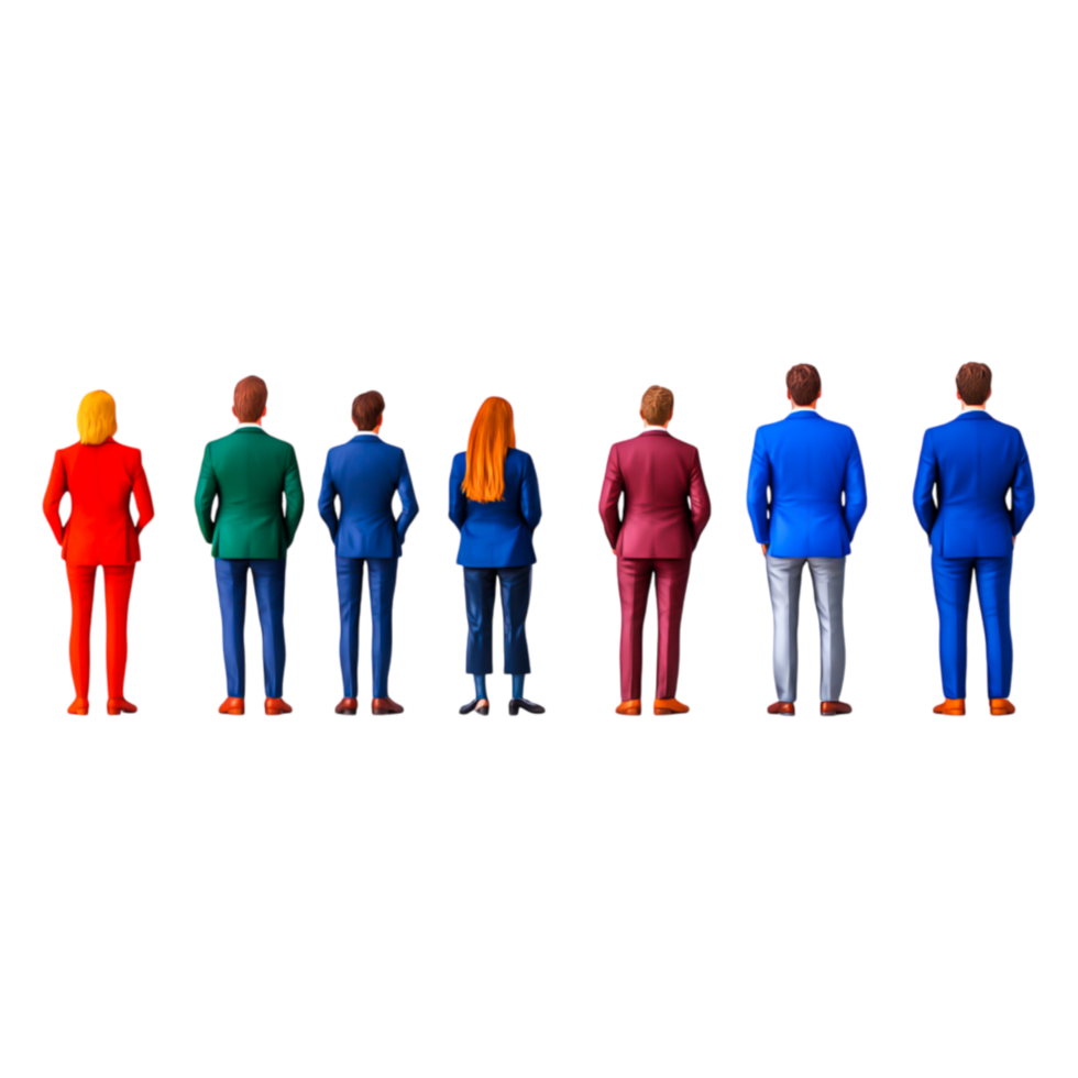 Diverse Group of Business People Standing in a Line Facing Away png