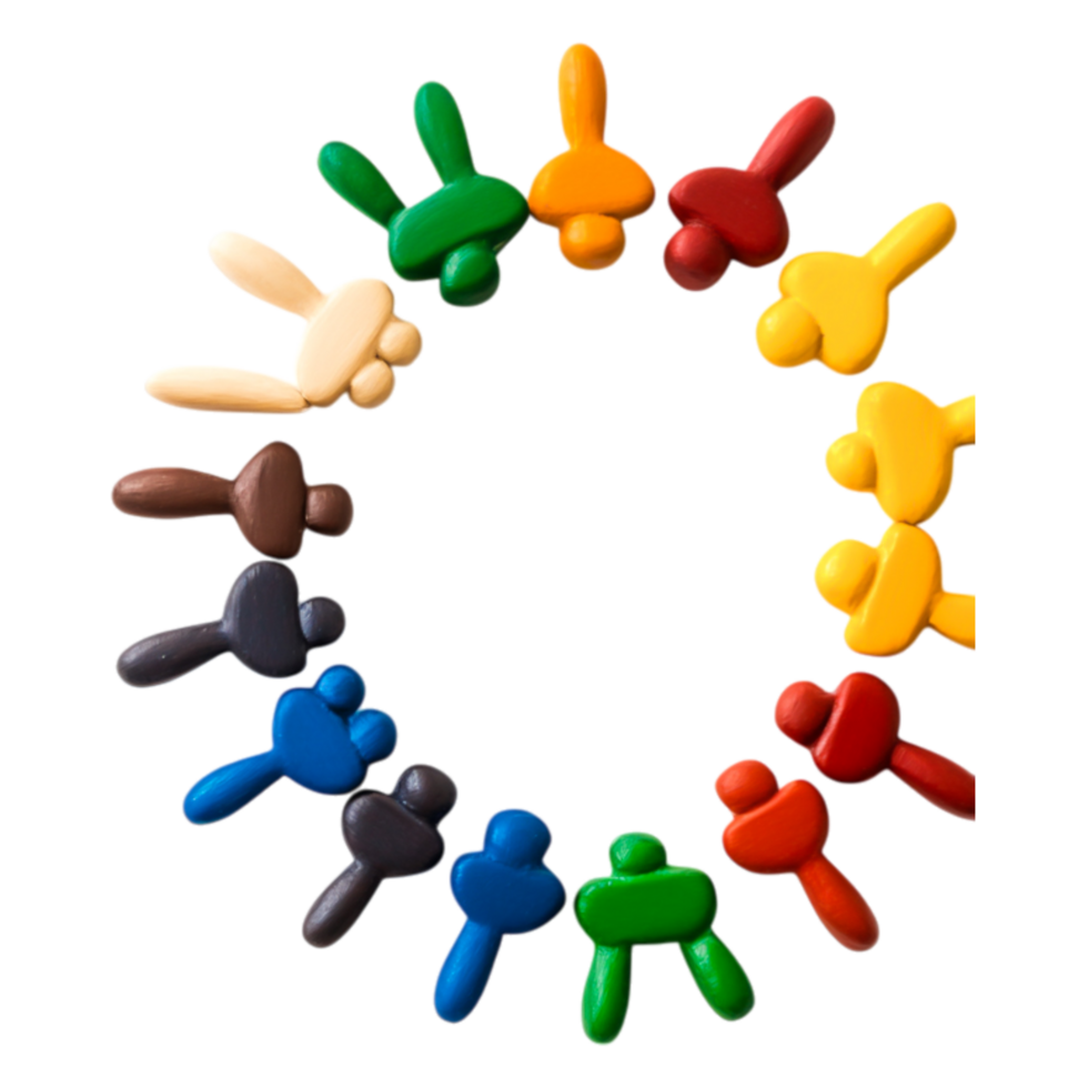 Colorful Clay Figures Arranged in Circle on png