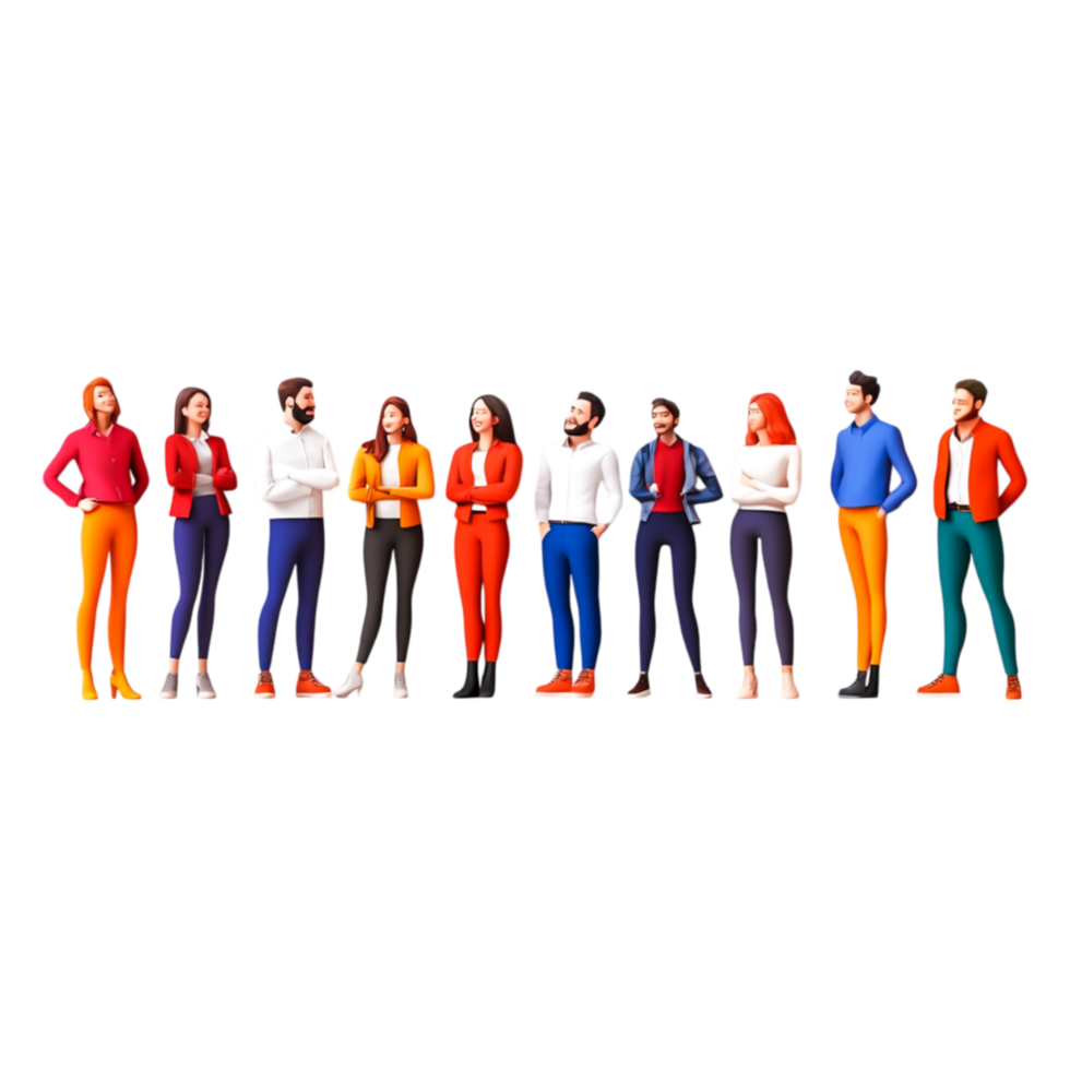 Group of Diverse People in Casual Attire Standing Together Smiling png