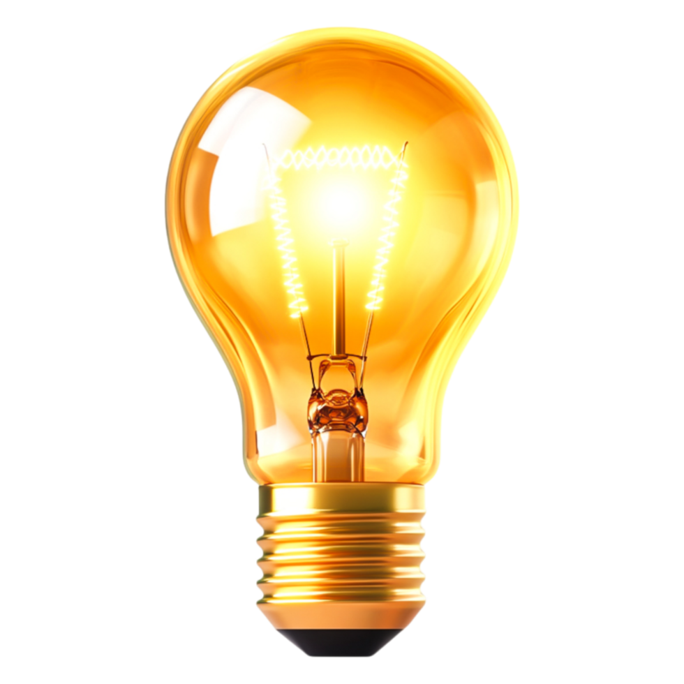 Vintage Light Bulb with Warm Glow Illuminating a Dark Space png