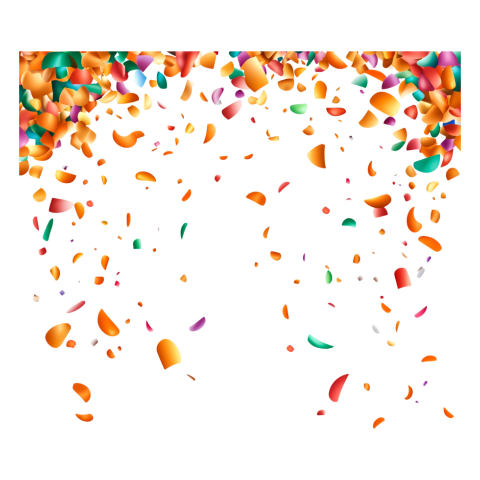 Colorful Confetti Falling on a Black Background for Celebration Events png