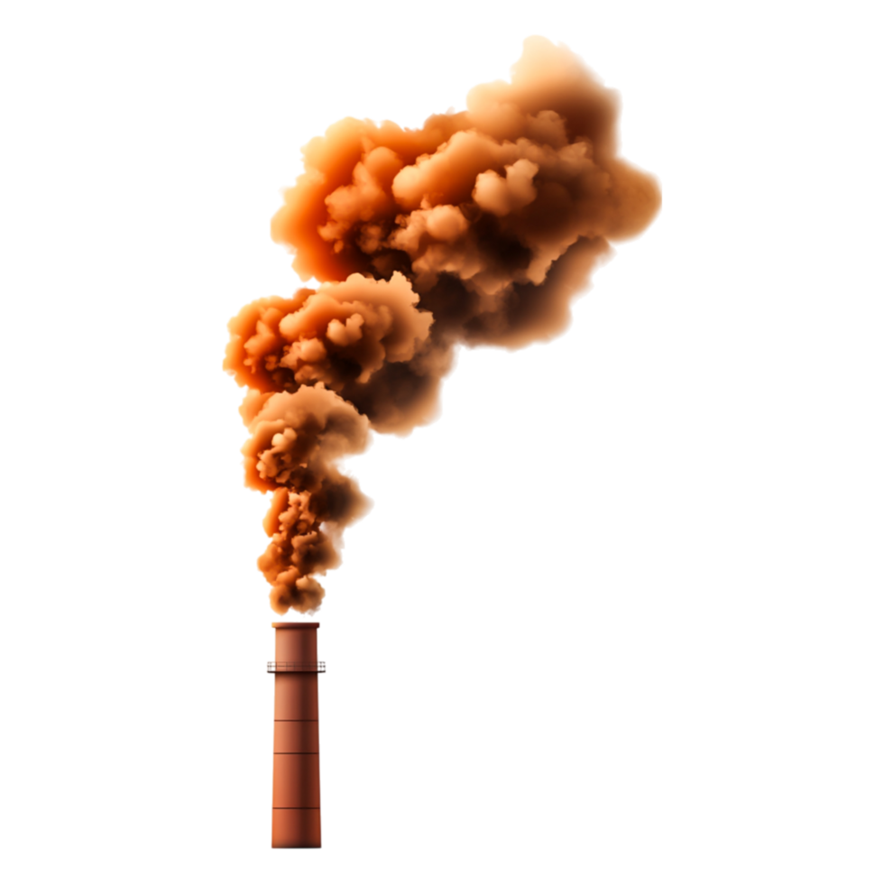 Industrial Smoke Stack Emitting Dense Orange-Brown Pollution Cloud png