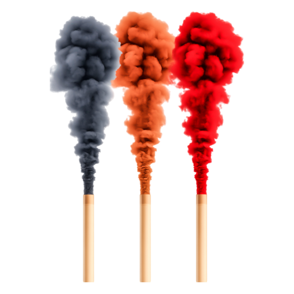 Colorful Smoke Bombs Creating Vibrant Plumes in Various Shades png