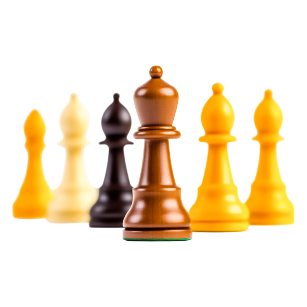 Elegant Chess Pieces in Warm Tones Arranged on a Tabletop png