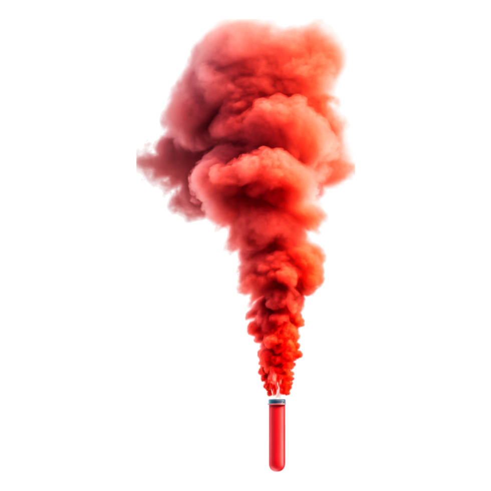 Bright Red Smoke Cloud Emerging from a Colorful Smoke Canister png