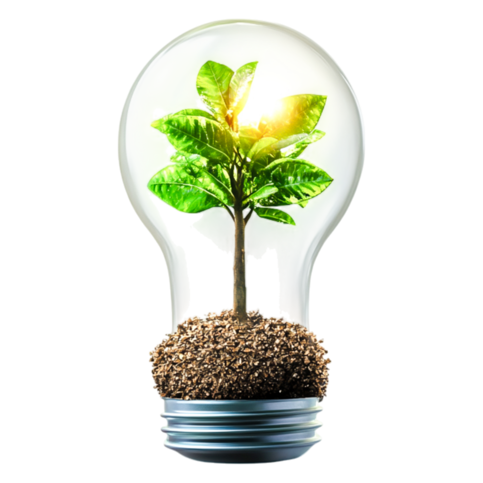 Light Bulb Concept with Growing Plant Representing Sustainability png