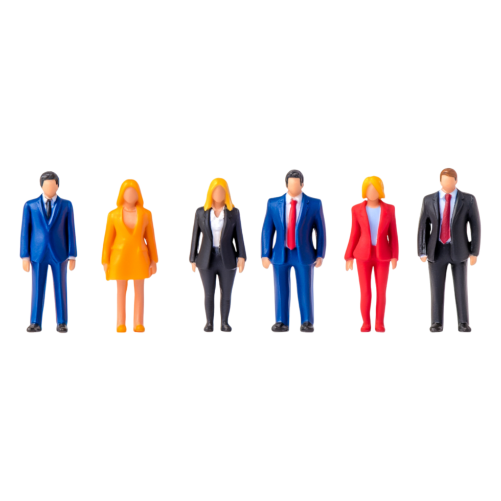 Miniature Business Figures in Colorful Attire for Professional Use png