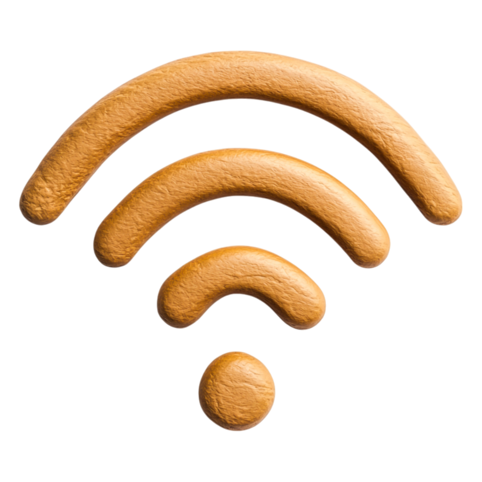 Abstract wifi signal icon design in golden color and texture style png