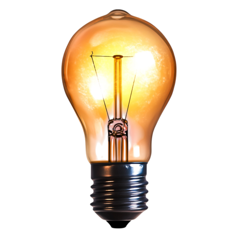 Vintage Light Bulb with Glowing Filament on Isolated Background png