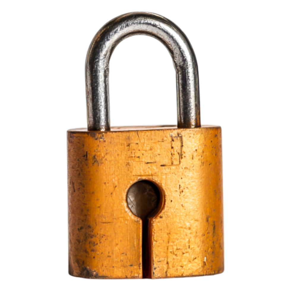 Rusty Padlock with Silver Shackle Isolated on png