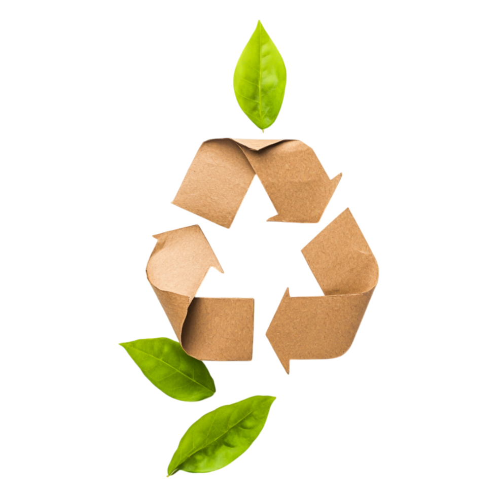 Eco-Friendly Paper Recycling Symbol with Green Leaves Design png