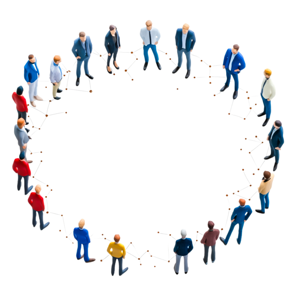 Diverse Group of People Standing in Circle Engaging in Discussion png