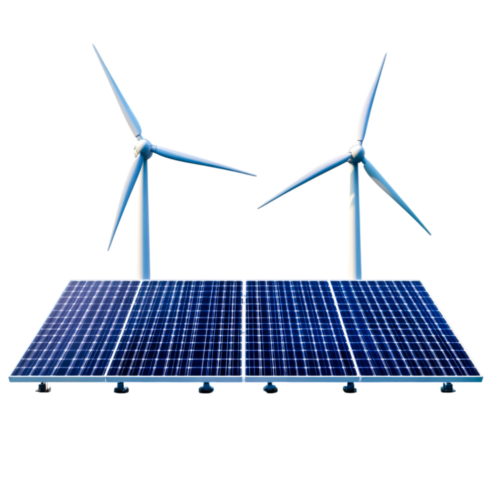 Renewable Energy Sources Featuring Wind Turbines and Solar Panels png