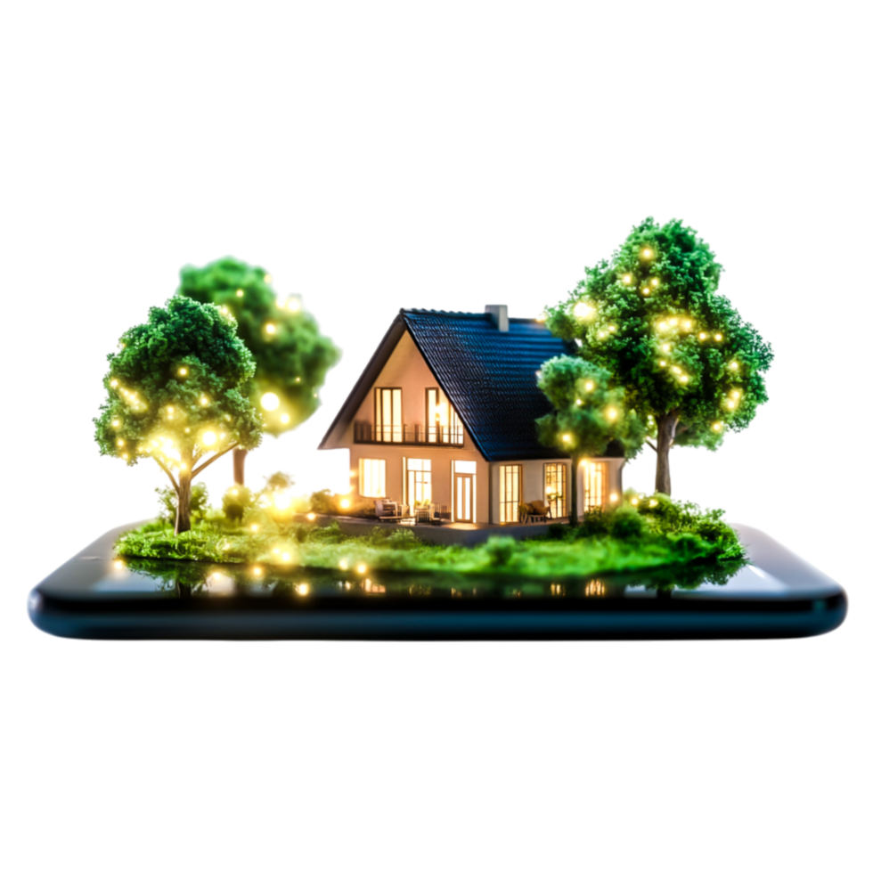 Modern Home Concept with Smart Technology and Lush Greenery Display png