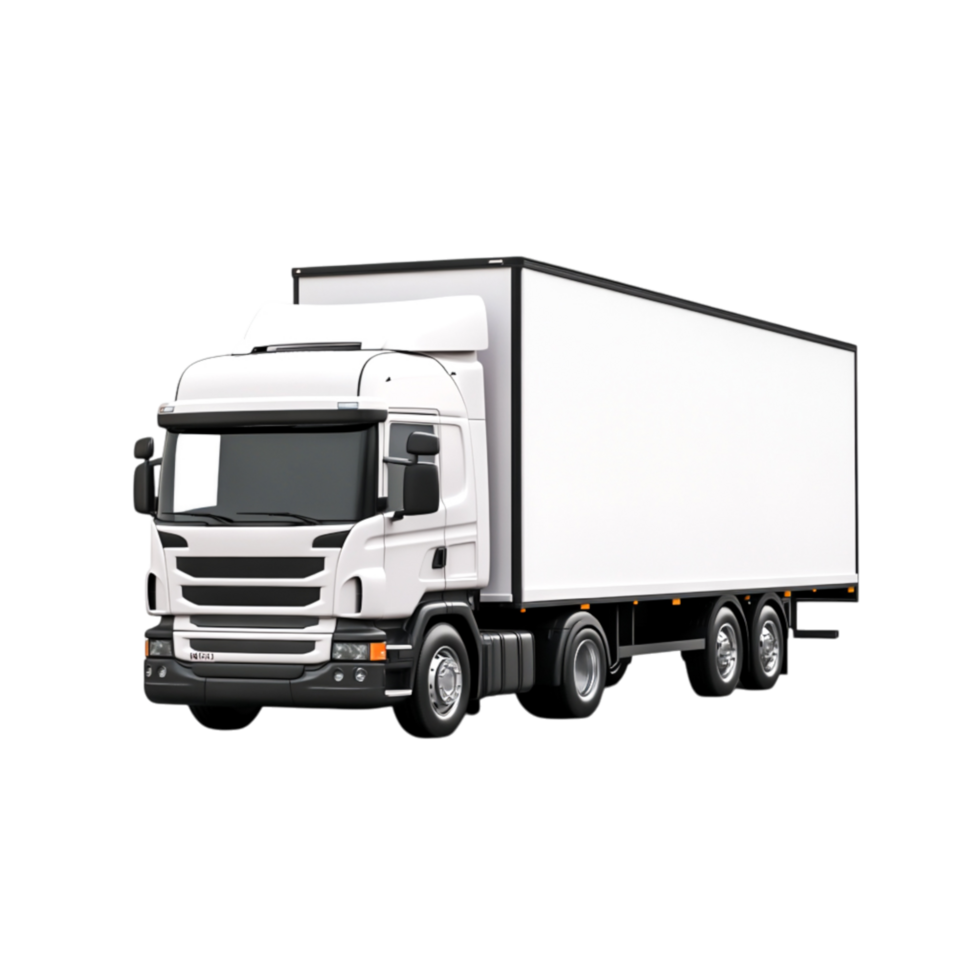 White Delivery Truck with Blank Cargo Area and Three Axles png