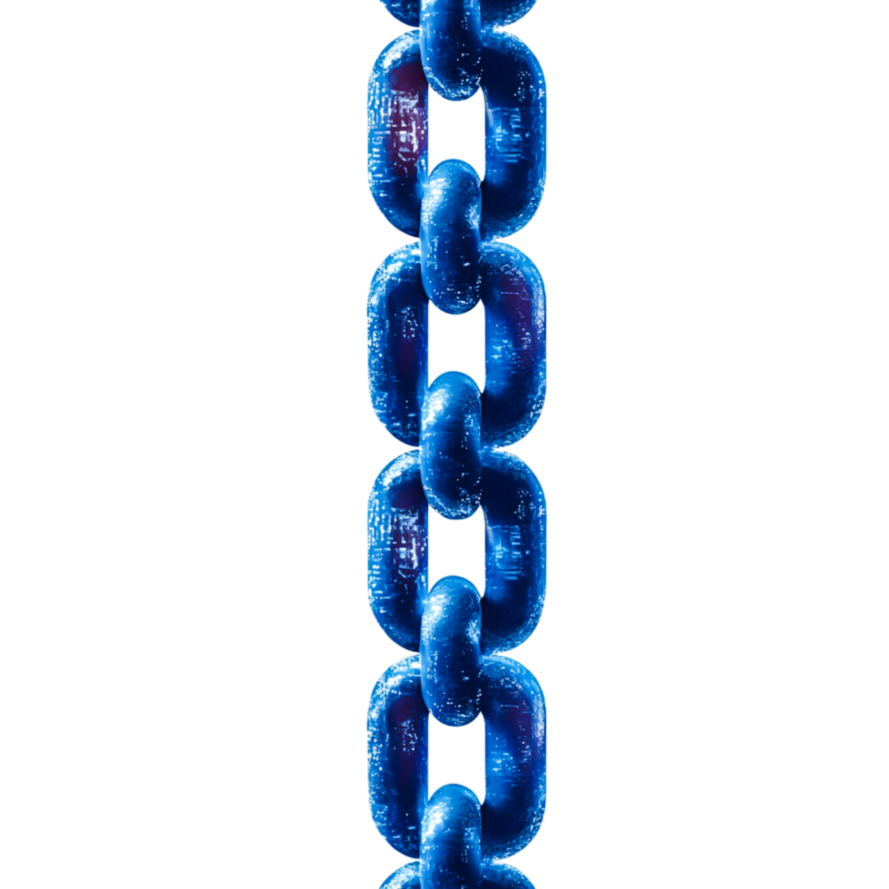 Bright Blue Metallic Chain Links Isolated on a Transparent Background png