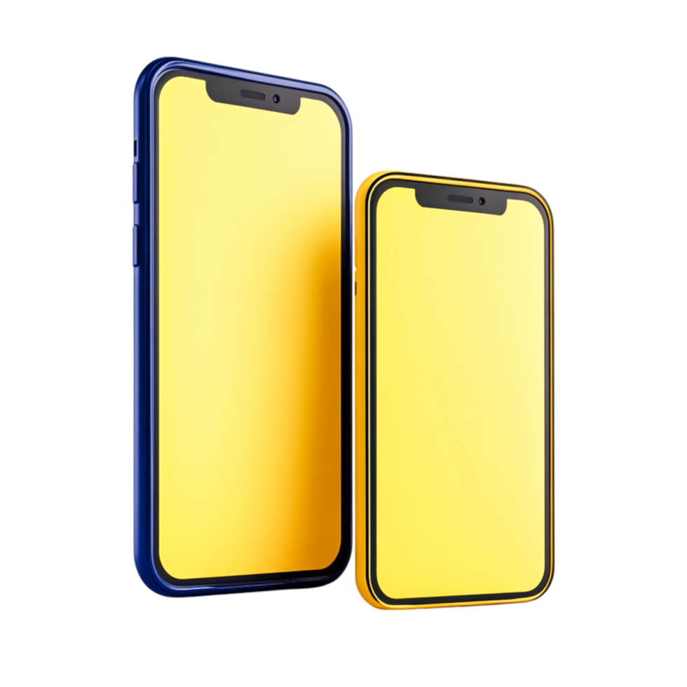 Modern Smartphone Display Mockup on Yellow Background png