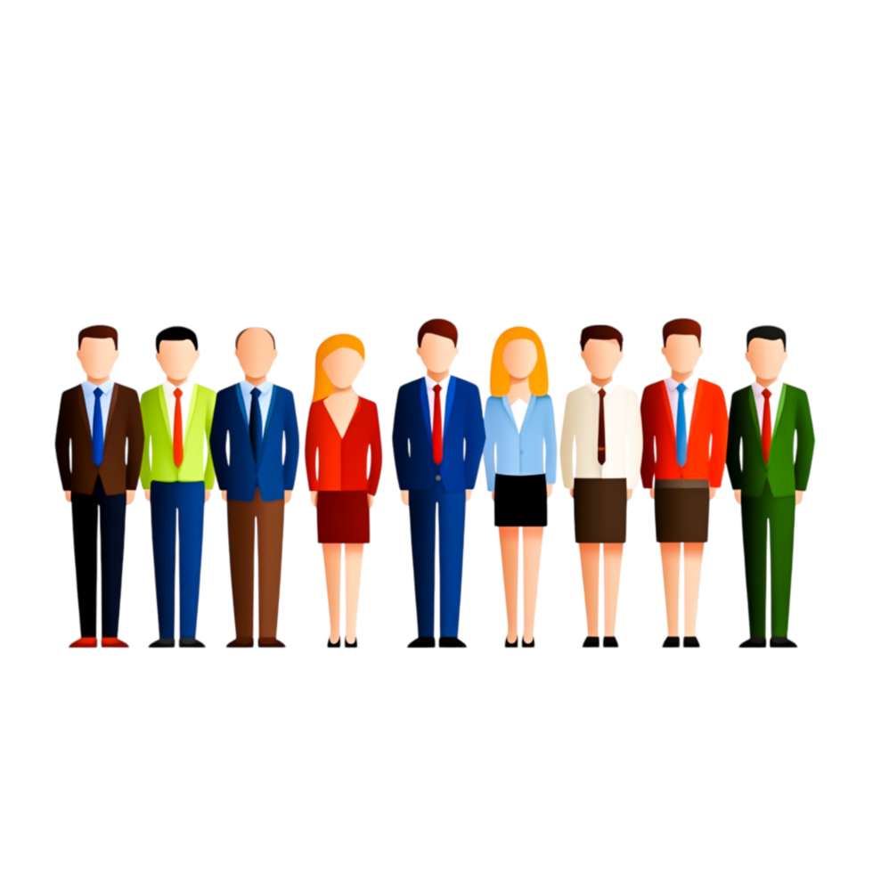 Diverse Group of Business Professionals Standing in a Row Together png
