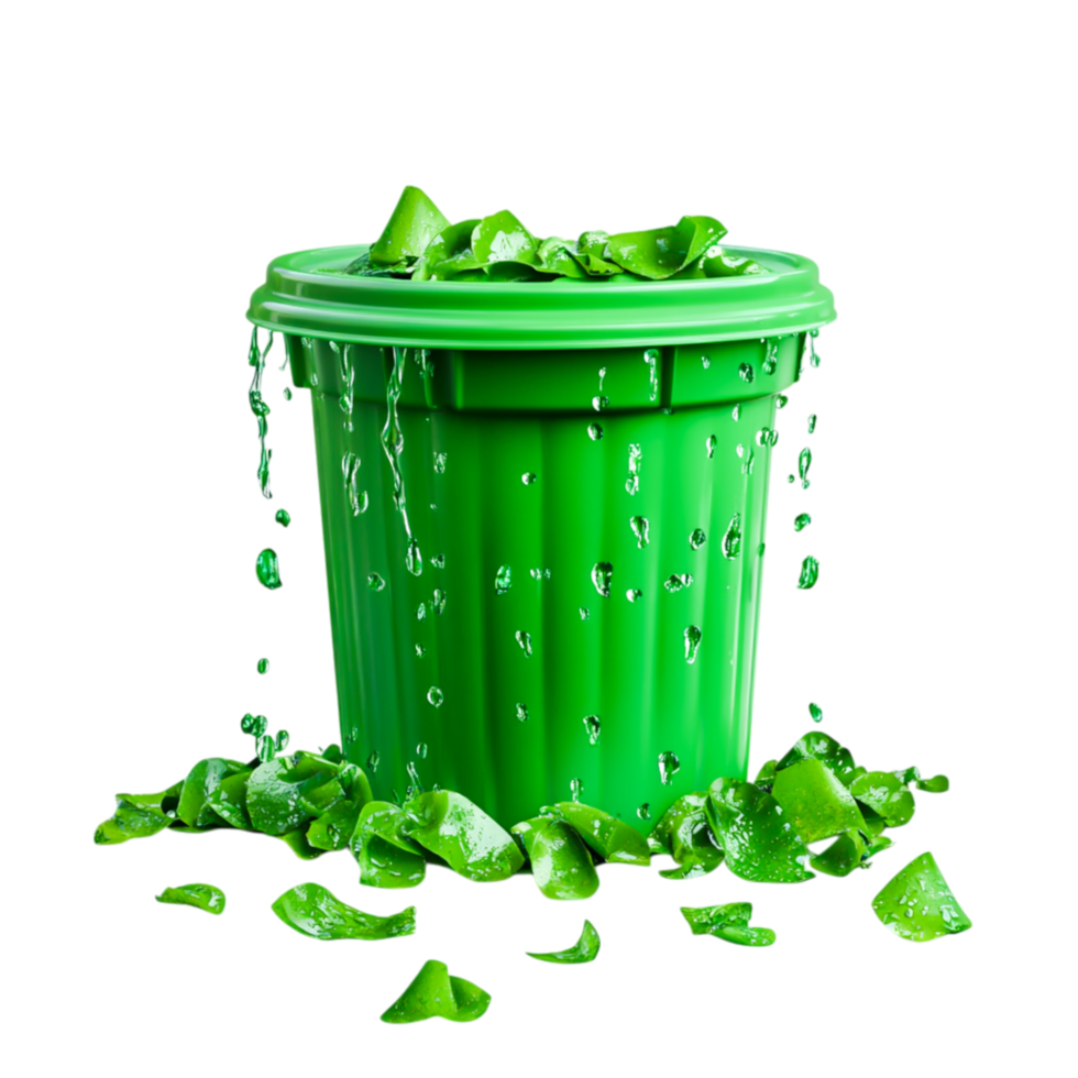 Fresh Green Aloe Vera Leaves in a Bright Plastic Container png