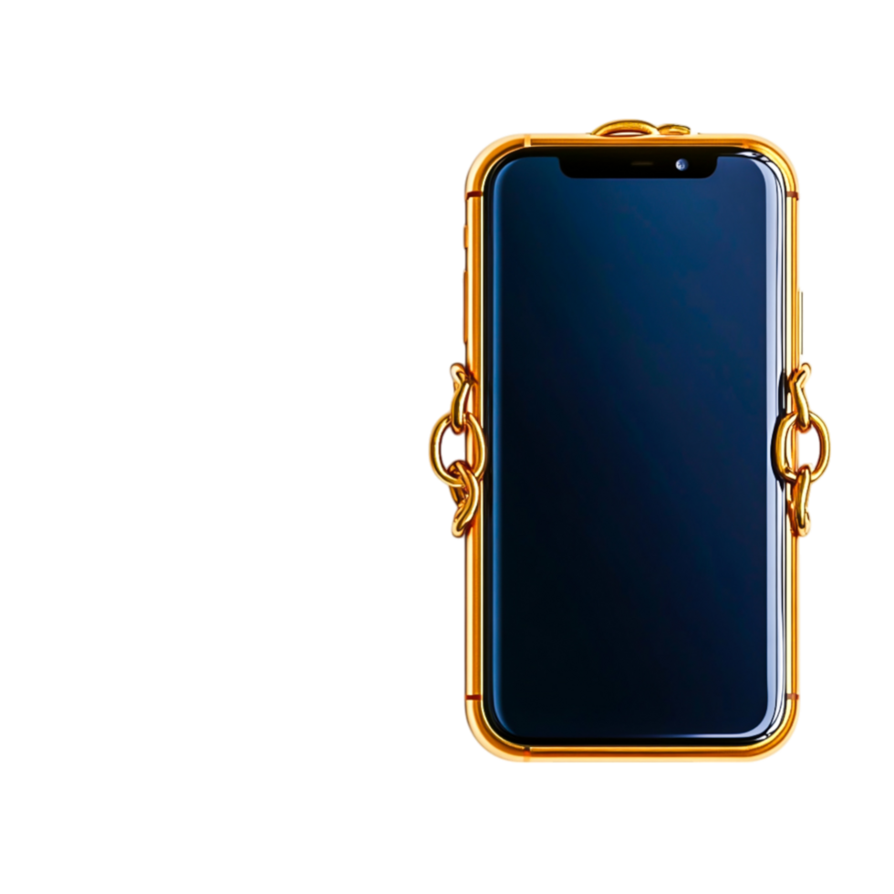 Elegant Smartphone with Golden Frame and Transparent Background png