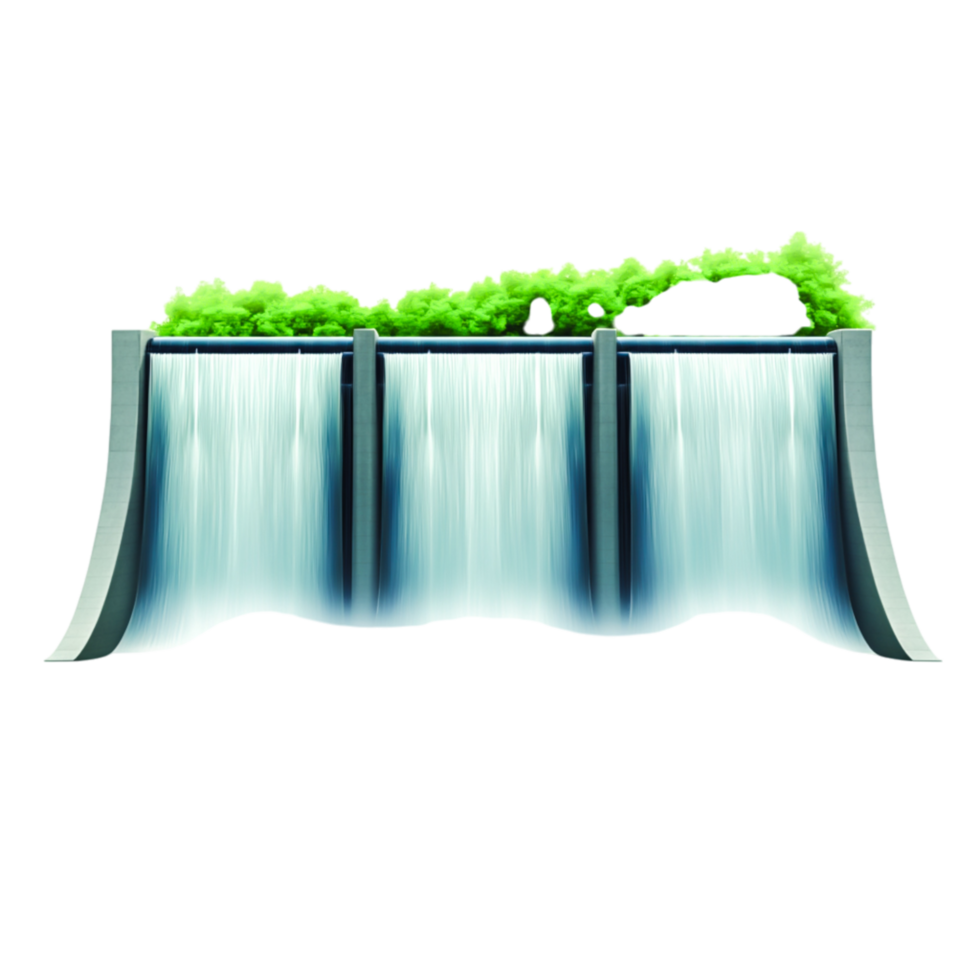 Scenic Waterfall Surrounded by Lush Greenery in Tranquil Landscape png