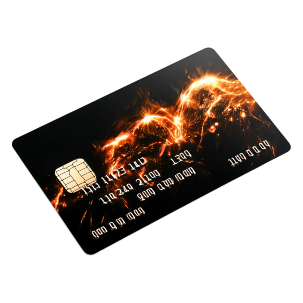 Abstract Image of Credit Card with Fiery Background Design png