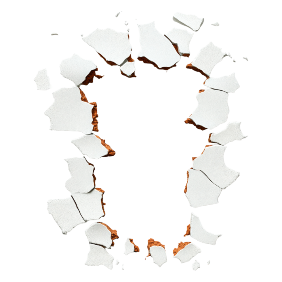 Cracked Wall Background with Exposed Texture and Broken Edges png