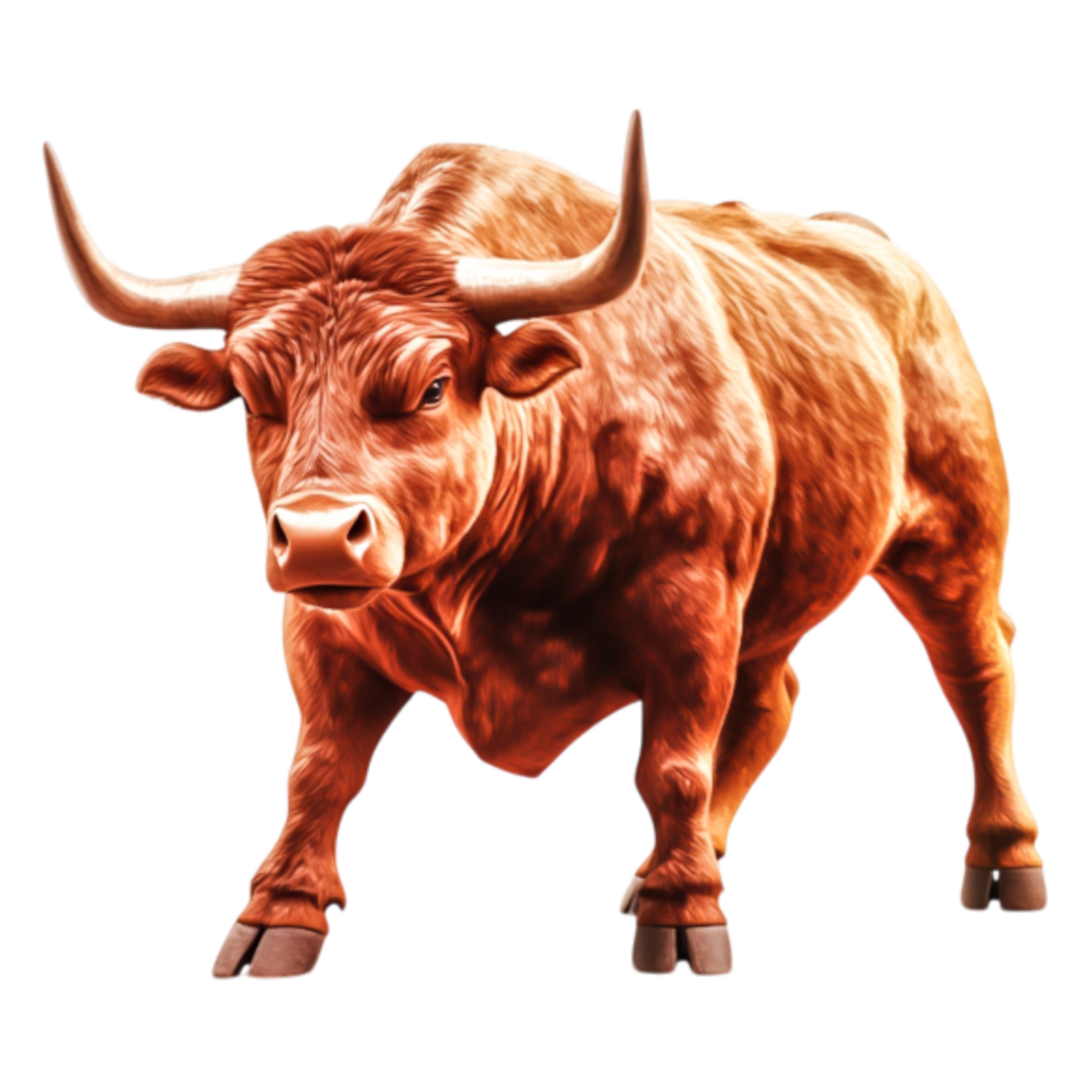 Majestic Brown Bull Standing Proudly on Isolated png