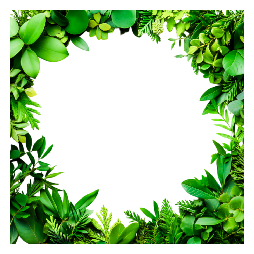 Lush Greenery Frame Design Ideal for Nature-Themed Presentations png