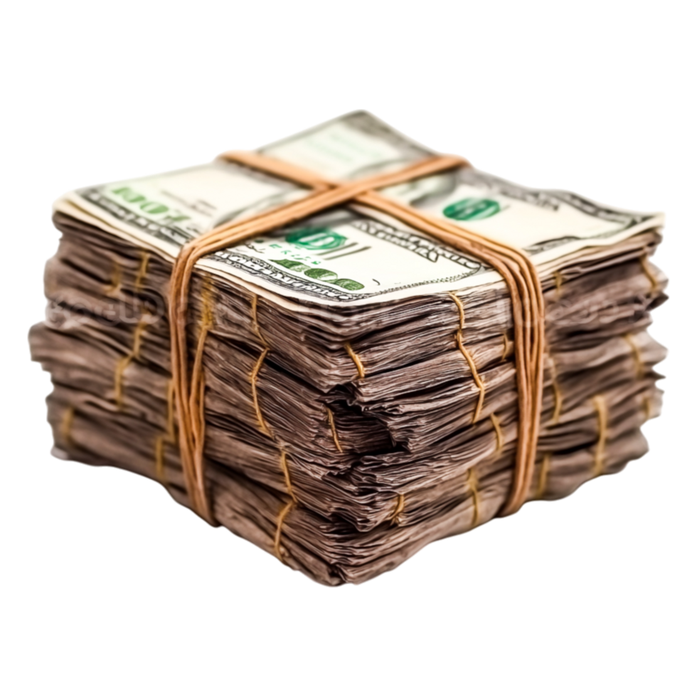 Fresh Stacks of Cash Bundled with Rubber Bands for Financial Use png
