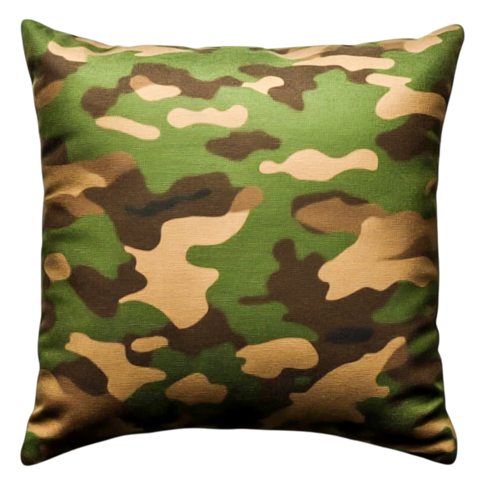 Green and Brown Camouflage Pillow for Modern Home Decor Accent png