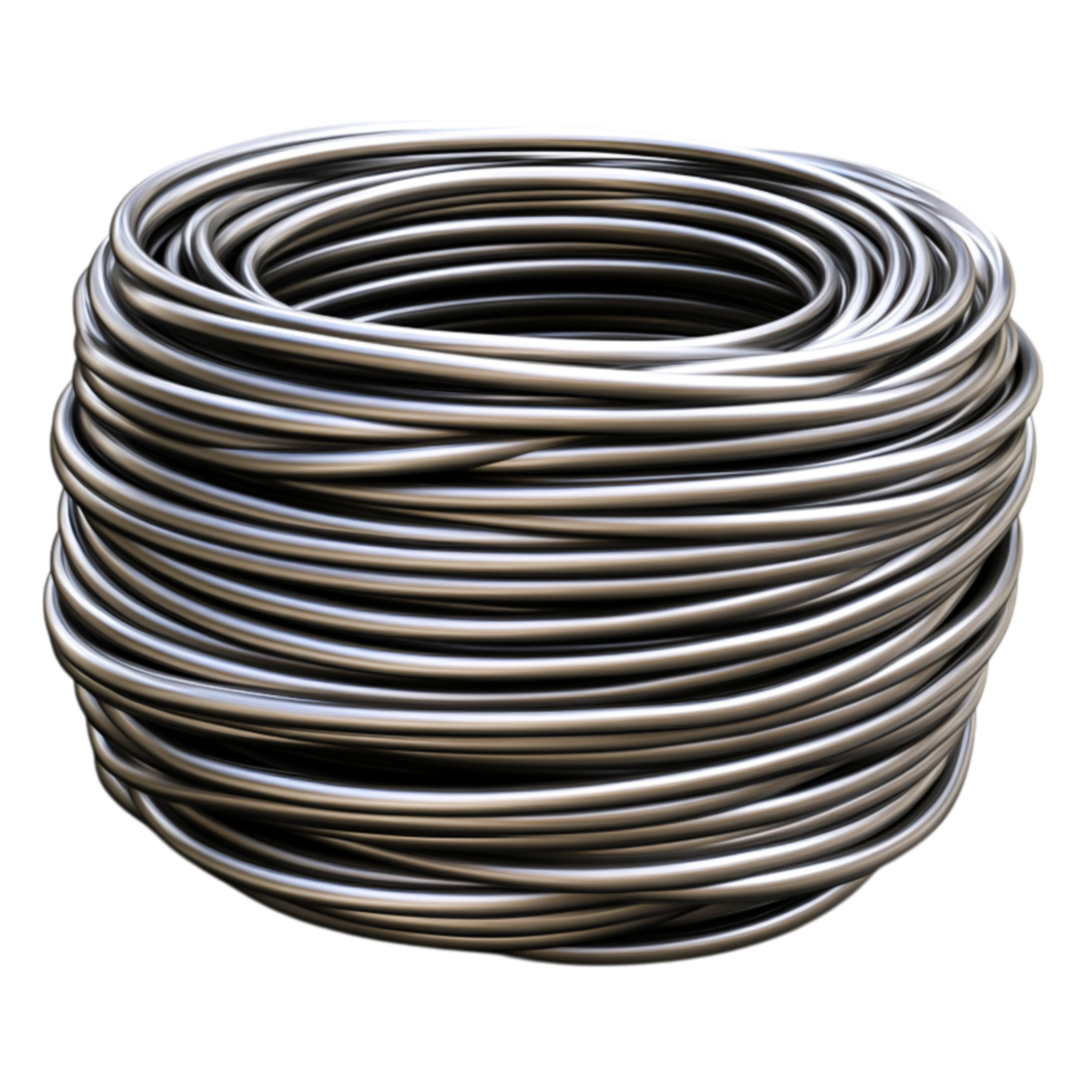 Coiled Metal Wire in a Neat Circular Stack for Industrial Use png
