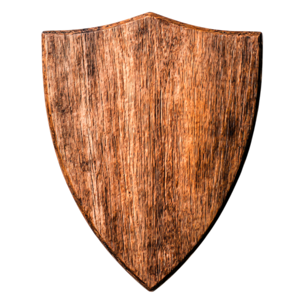 Rustic Wooden Shield With Textured Grain and Unique Shape png