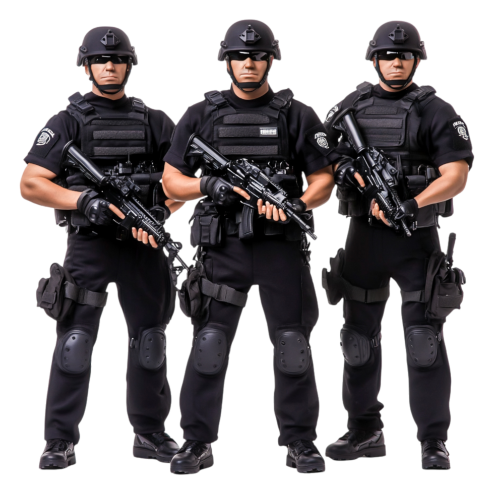 Highly Trained Armed Officers in Tactical Gear on Duty png