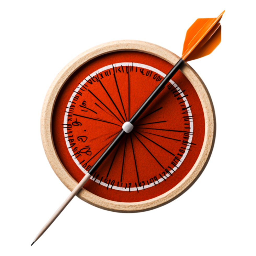 Wooden Compass with Arrow Pointing True North on Red Background png