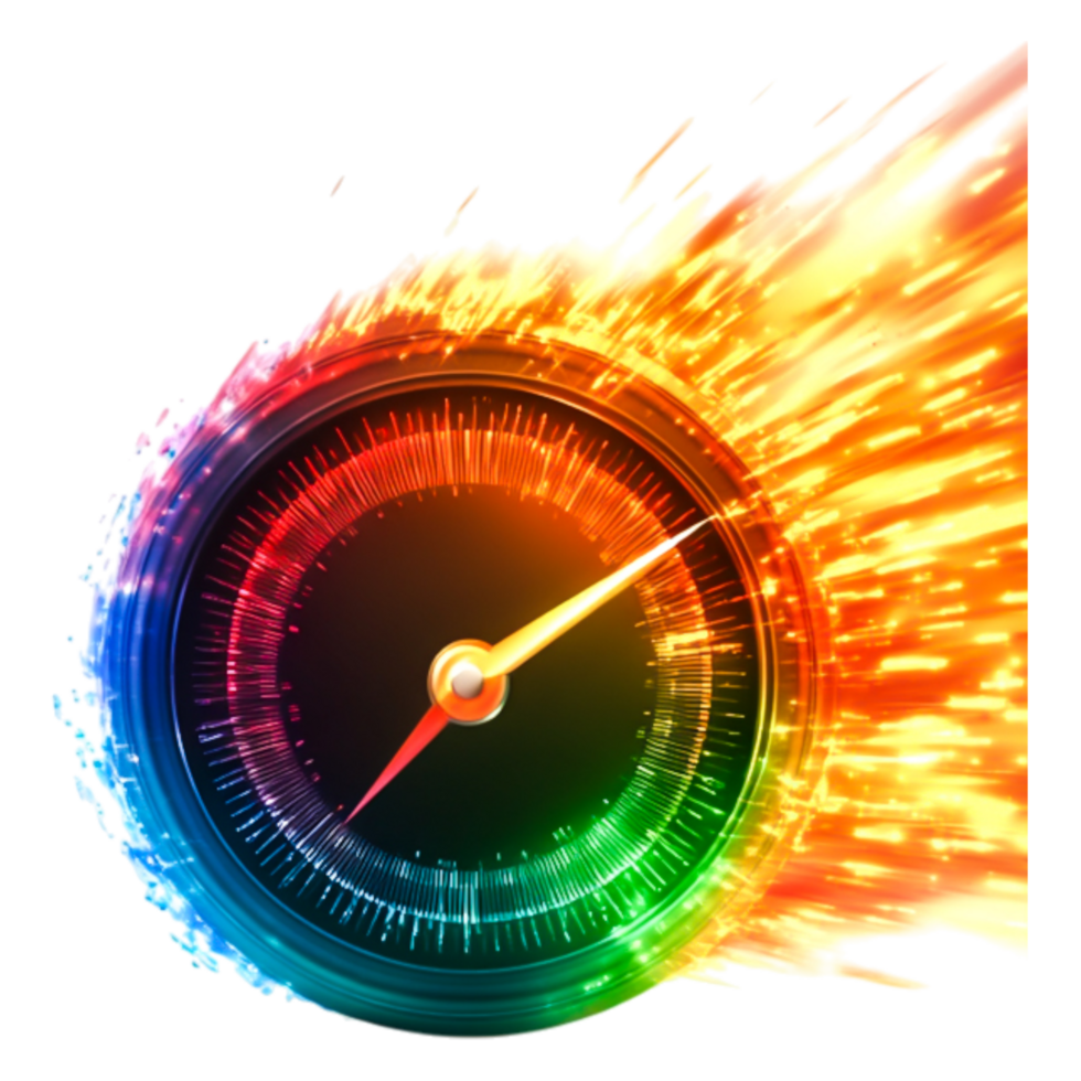 Colorful Speedometer with Dynamic Flames and Vivid Motion Effect png