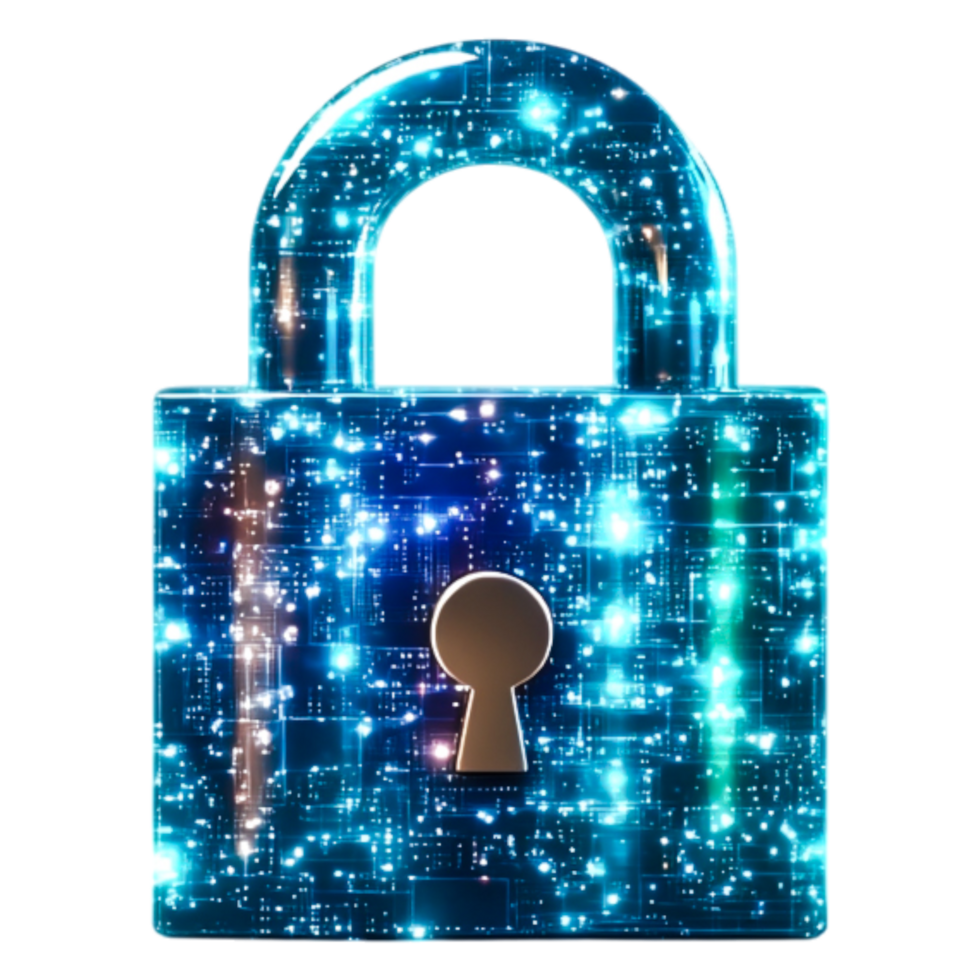 Digital Lock with Glowing Particles and Futuristic Design png