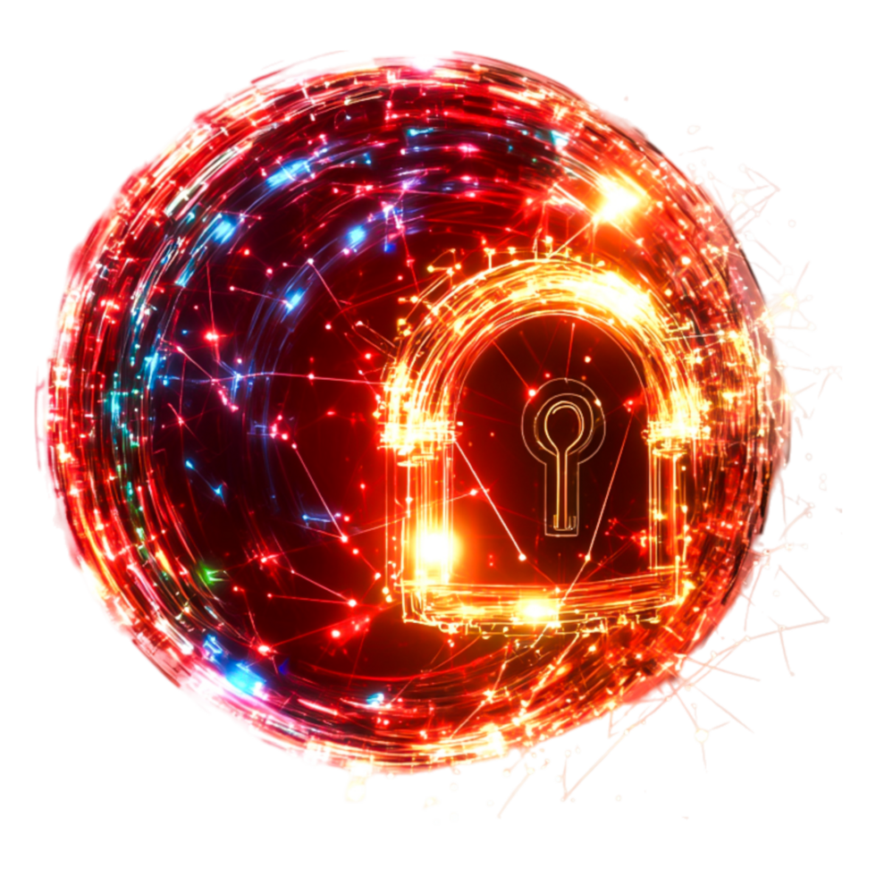 Bright Sparkling Sphere with Keyhole and Digital Lock Concept png