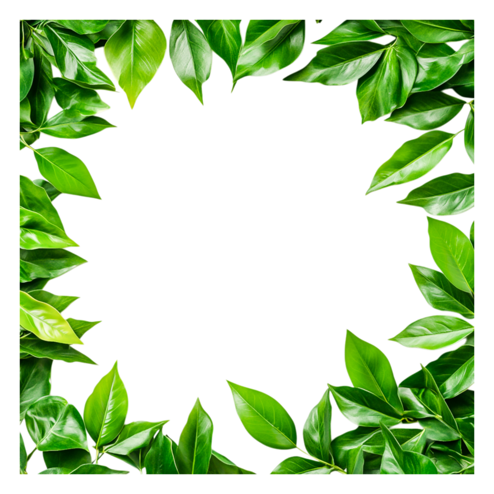 Fresh Green Leaves Frame Isolated on for Design png