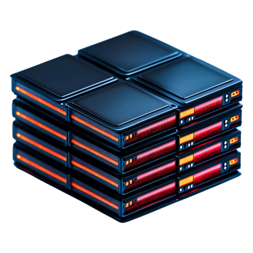 High-Tech Data Storage System with LED Indicators and Modern Design png